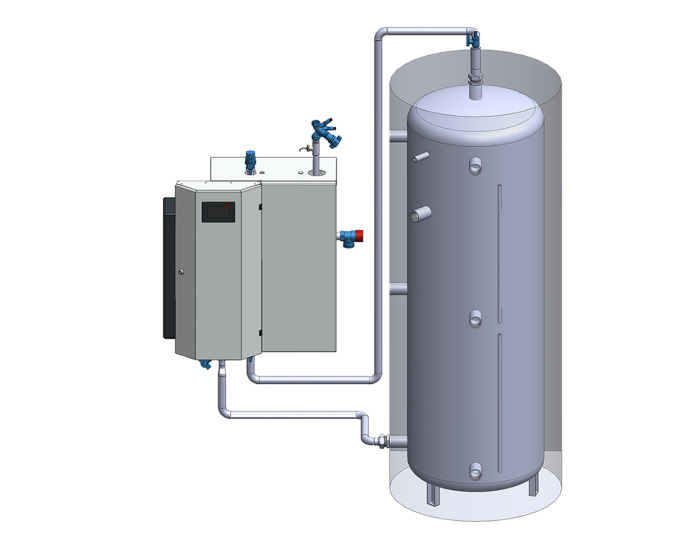 CAD-Abbildung: Frischwasserstation YADO-AQUA G + Heizwasserpufferspeicher SP500